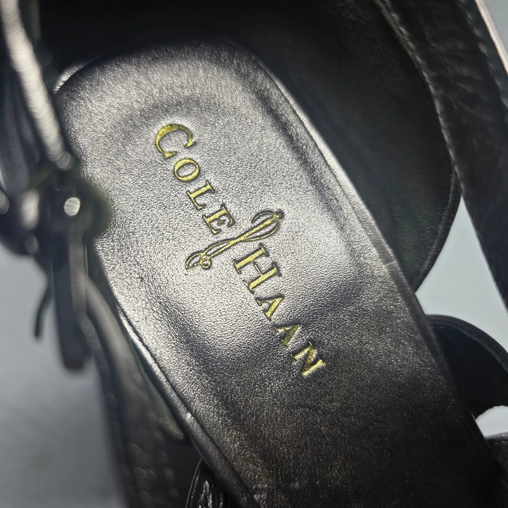 Cole Haan Nike Air Metallic Pewter Espadrille Wedge Sandals Shoes‎ Womens 10B